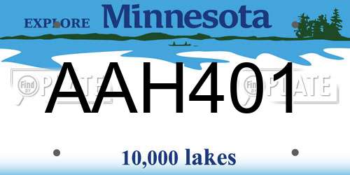 AAH401 Minnesota License Plate