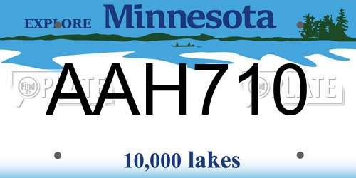 AAH710 Minnesota License Plate