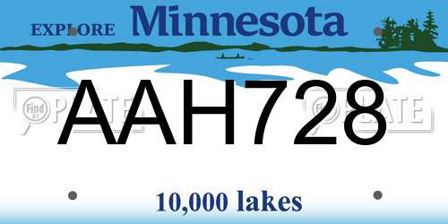 AAH728 Minnesota License Plate