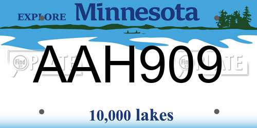 AAH909 Minnesota License Plate