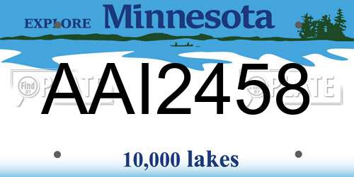 AAI2458 Minnesota License Plate