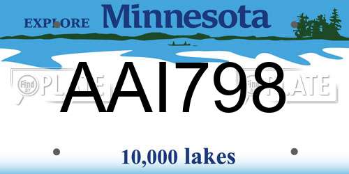 AAI798 Minnesota License Plate
