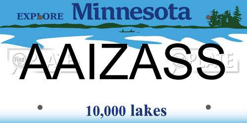 AAIZASS Minnesota License Plate