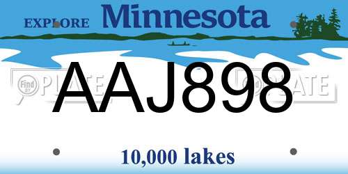 AAJ898 Minnesota License Plate