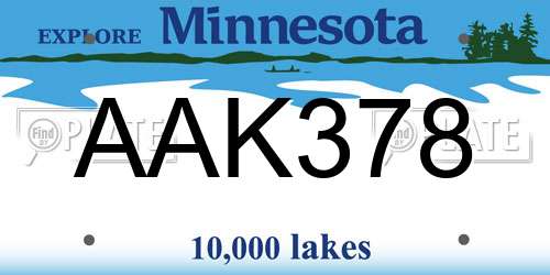 AAK378 Minnesota License Plate