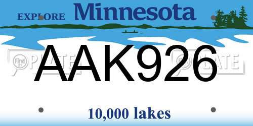 AAK926 Minnesota License Plate