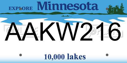 AAKW216 Minnesota License Plate