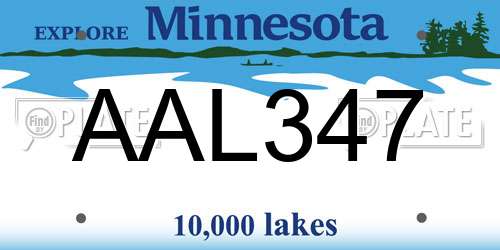 AAL347 Minnesota License Plate