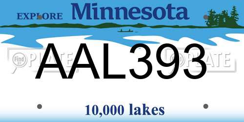 AAL393 Minnesota License Plate