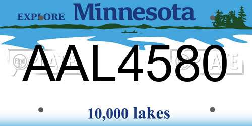 AAL4580 Minnesota License Plate
