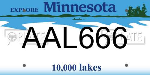 AAL666 Minnesota License Plate