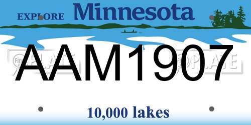AAM1907 Minnesota License Plate