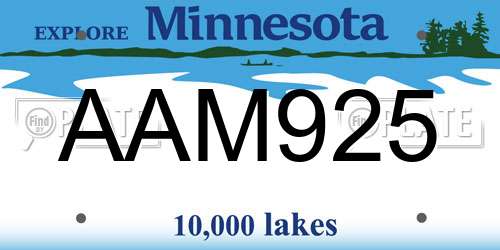 AAM925 Minnesota License Plate