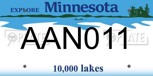 AAN011 Minnesota License Plate