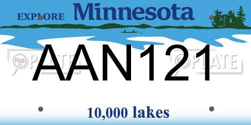 AAN121 Minnesota License Plate