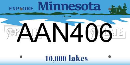 AAN406 Minnesota License Plate
