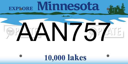 AAN757 Minnesota License Plate