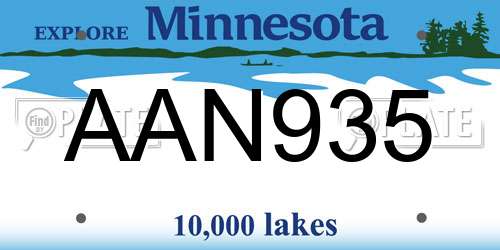 AAN935 Minnesota License Plate