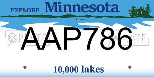 AAP786 Minnesota License Plate