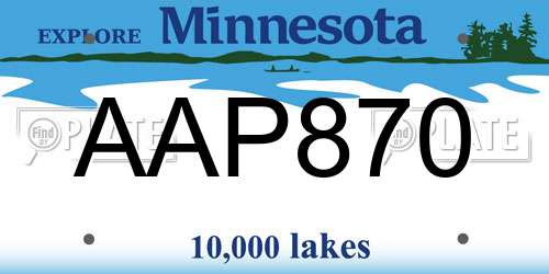 AAP870 Minnesota License Plate