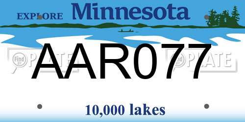 AAR077 Minnesota License Plate