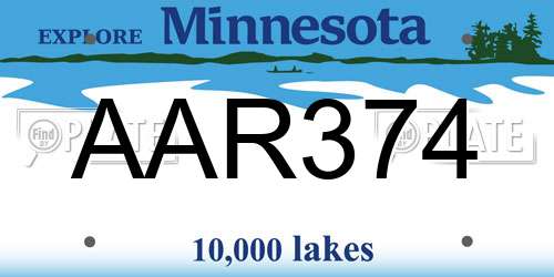AAR374 Minnesota License Plate
