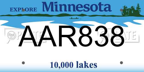 AAR838 Minnesota License Plate
