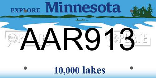 AAR913 Minnesota License Plate