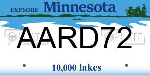 AARD72 Minnesota License Plate