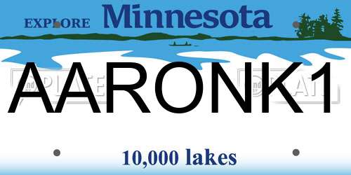 AARONK1 Minnesota License Plate