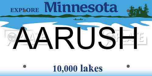 AARUSH Minnesota License Plate