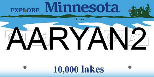 AARYAN2 Minnesota License Plate