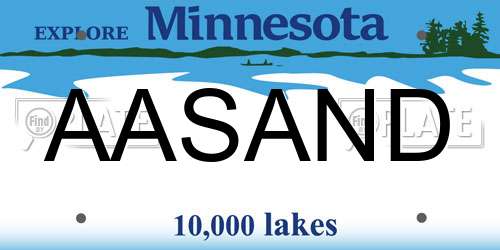 AASAND Minnesota License Plate