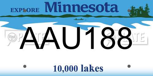 AAU188 Minnesota License Plate