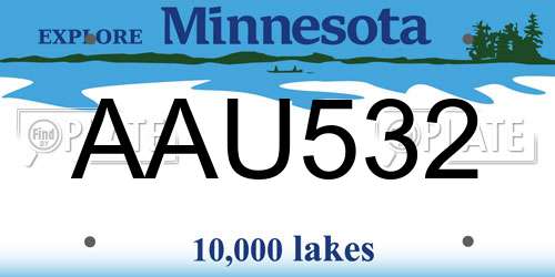 AAU532 Minnesota License Plate