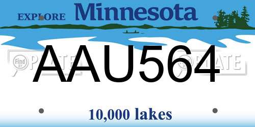 AAU564 Minnesota License Plate