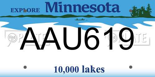 AAU619 Minnesota License Plate