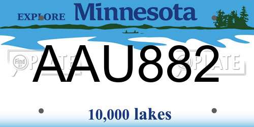 AAU882 Minnesota License Plate