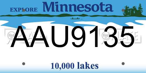 AAU9135 Minnesota License Plate
