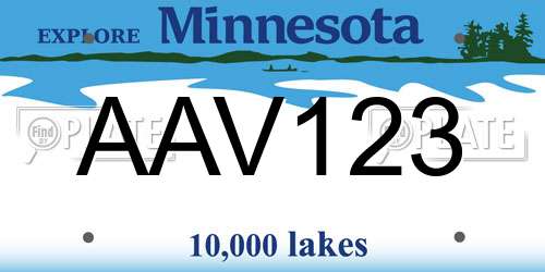 AAV123 Minnesota License Plate