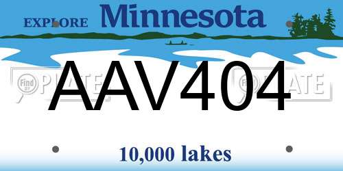 AAV404 Minnesota License Plate