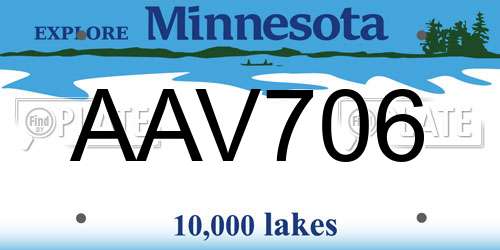 AAV706 Minnesota License Plate