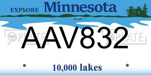 AAV832 Minnesota License Plate