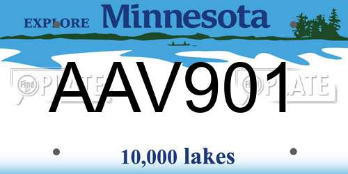 AAV901 Minnesota License Plate