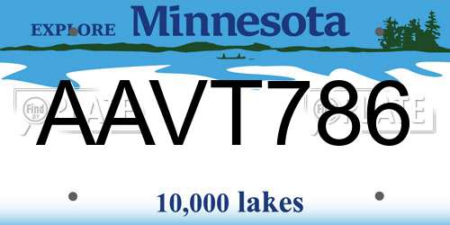 AAVT786 Minnesota License Plate