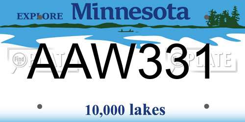 AAW331 Minnesota License Plate