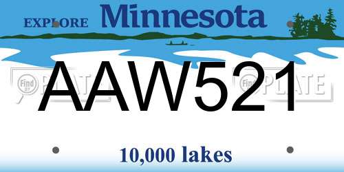 AAW521 Minnesota License Plate
