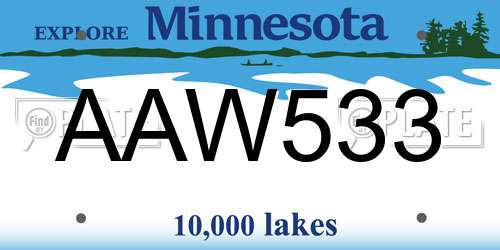 AAW533 Minnesota License Plate