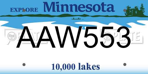 AAW553 Minnesota License Plate
