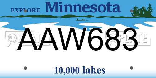 AAW683 Minnesota License Plate